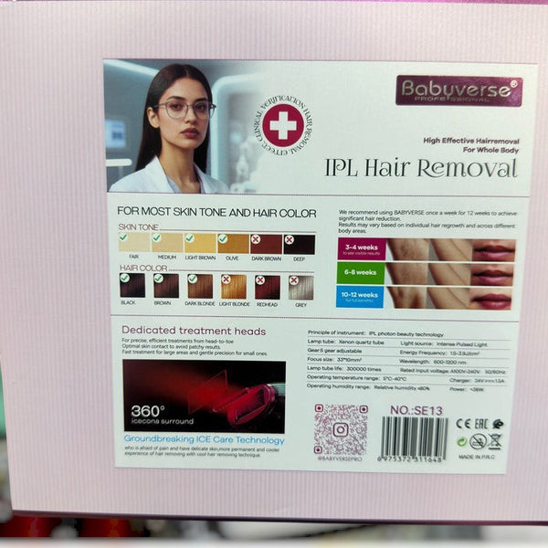 Babyverse IPL Laser Hair Remover SE13 (300,000 Flashes, Skin Rejuvenation)